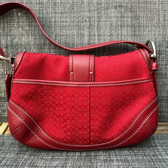 RARE Coach Y2K Red Signature Soho Logo Canvas Leather Buckle Small Shoulder Bag - Picture 16 of 16